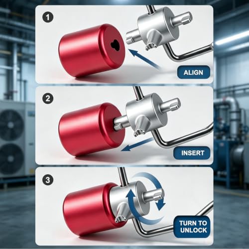 2 Pack HVAC Locking Cap Keys for R410A R22 Refrigerant - 3-in-1 Tool with Carabiner - Variation 2