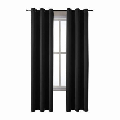 ChrisDowa Grommet Blackout Curtains for Bedroom and Living Room - 2 Panels Set Thermal Insulated Room Darkening Curtains (Black, 42 x 84 Inch)