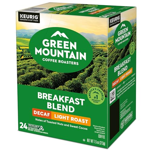 Green Mountain Coffee Roasters Breakfast Blend Decaf Coffee, Keurig Single Serve K-Cup pods, Light Roast, 96 Count