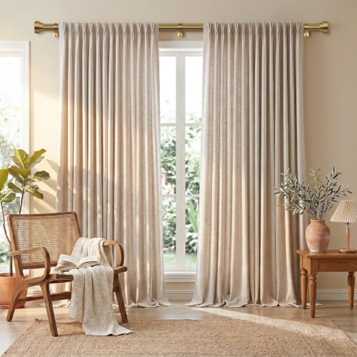 Brushed Brass Curtain Rod 32-88 Inch Heavy Duty Adjustable Drapery Pole with Finials