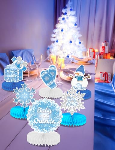 Winter Centerpieces for Table - 9Pcs Snowflake Winter Decorations