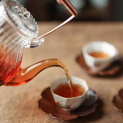 Zerodeko Elegant Glass Teapot Pot Copper Handle 800ml Tea Brewing Pot Stovetop Tea Kettle for Brew