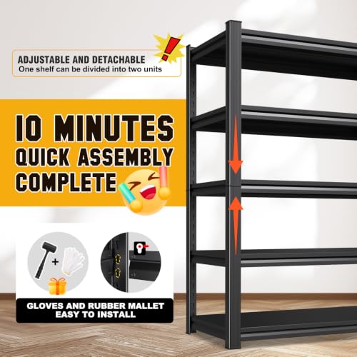 Heavy Duty Metal Garage Shelving - Adjustable Steel Storage Rack 71"Hx35"Wx16"D - Variation 35.4"Wx16"D x71"H