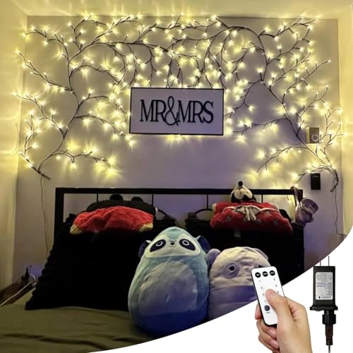 Brown Enchanted Willow Vine Lights with 144 LEDs - 18 Branches Indoor Wall Decor