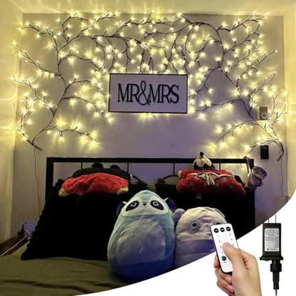 Brown Enchanted Willow Vine Lights with 144 LEDs - 18 Branches Indoor Wall Decor