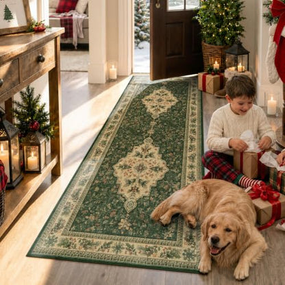 Lahome Christmas Runner Rug 2x6 Feet Green Holiday Entryway Bathroom - Variation of THIS listing