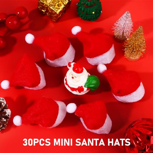 Mini Santa Claus Hat Party Decor for Lollipops, Christmas Candy Accessories, 30 Pcs