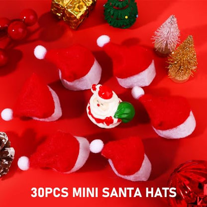 Mini Santa Claus Hat Party Decor for Lollipops, Christmas Candy Accessories, 30 Pcs
