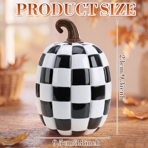 Black and White Checkered Pumpkins Set of 3 - Halloween Fall Decor