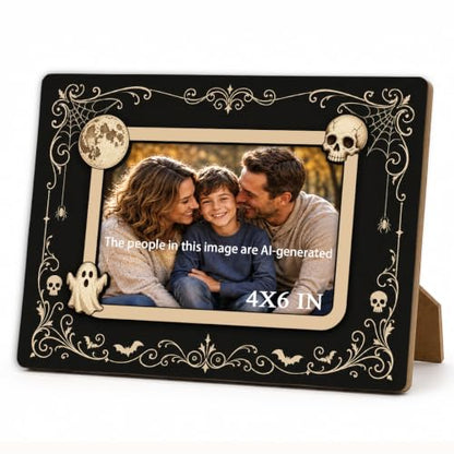 Halloween 15 Gothic Picture Frame for 4x6 Photo, 3D Skull & Ghost Decor
