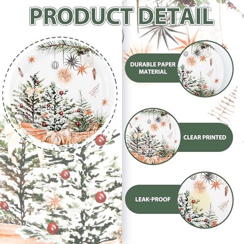 24 Pcs Christmas Holiday Dessert Plates Xmas Trees Holly Pine Cone Design