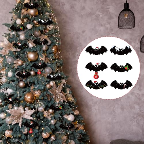 Bat Christmas Ornaments Set - Gothic Holiday Tree Decorations, 12 Pieces