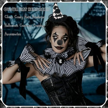 Clown Hat Headband Nose Set - Black White Halloween Costume Accessories