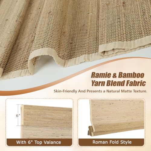 Sunbox Cordless Natural Ramie Bamboo Woven Roman Shades - Warm Beige