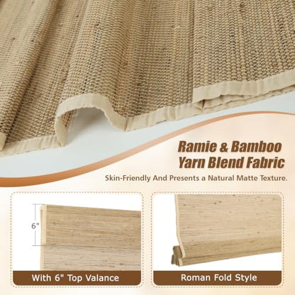 Sunbox Cordless Natural Ramie Bamboo Woven Roman Shades - Warm Beige