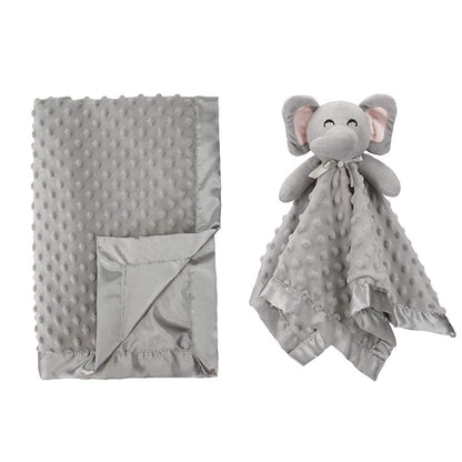 Pro Goleem Grey Elephant Security Blanket - Soft Minky & Satin Baby Blanket for Comfort