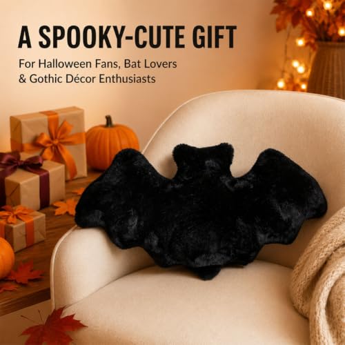 Halloween Bat Throw Pillow 18x9 Inch Cozy Gothic Indoor Decor - 1Pc