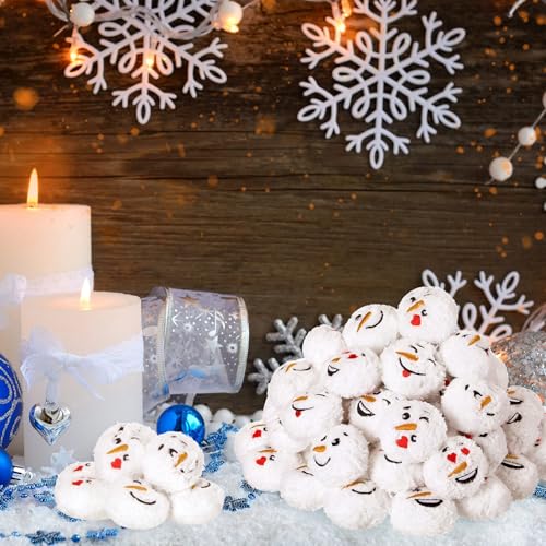 48 Pcs Christmas Snowball Set - Soft Fake Snowballs for Indoor Outdoor Decoration, Cute Snowman Balls with Smile Face, Classic Style
