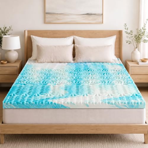 Blue Twin Mattress Topper 3 Inch Gel Memory Foam Support Mattress Pad