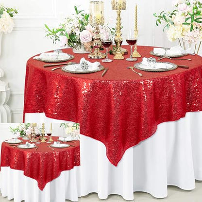 Red Sequin Tablecloth 72x72 Inch Square Pack of 2 Christmas Wedding Party Decor