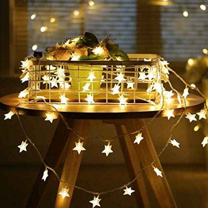 IRIDESCENT Star String Lights, 16ft/5m 50 LED Plug in String Lights Warm White Fairy Lights for Christmas/Wedding/Party Indoor and Outdoor Decoration