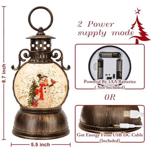 Christmas Snow Globe Lantern with Music & LED Lights - 9.6 Inch