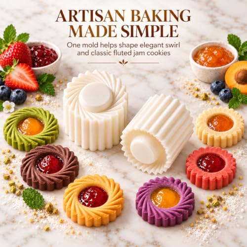 White Sunflower Patterned Round Mooncake Mold Double Ended Pastry Cutter
