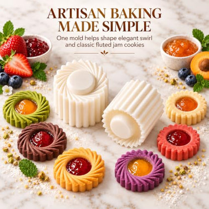 White Sunflower Patterned Round Mooncake Mold Double Ended Pastry Cutter