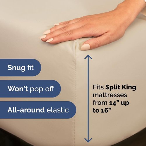 Flex Top Split Head King Sheet Set - Comfy Cooling Bed Sheets | Luxury Ultra-Soft Bedding - Deep Pockets - Oeko-Tex Certified - Wheat