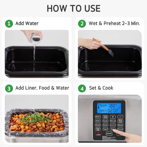 10 Count Electric Roaster Liners 18 x 34 Inch - BPA-Free Water Cooking