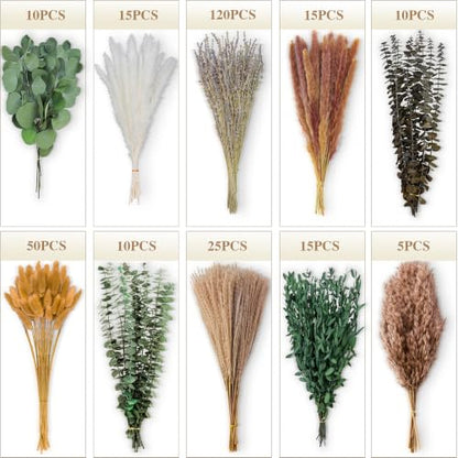 275 pcs Dried Flower Bouquet with Eucalyptus Lavender Pampas Grass for Rustic Decor