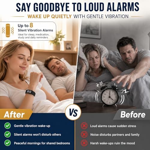 Vibrating Wristband Alarm Clock for Heavy Sleepers - Black Variation