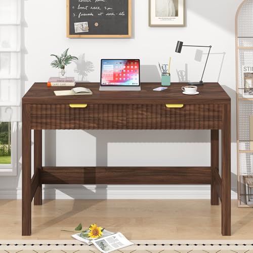 Small 39 Inch Computer Desk with 2 Drawers - Space Saving Home Office Furniture
