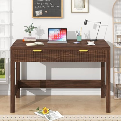 Small 39 Inch Computer Desk with 2 Drawers - Space Saving Home Office Furniture