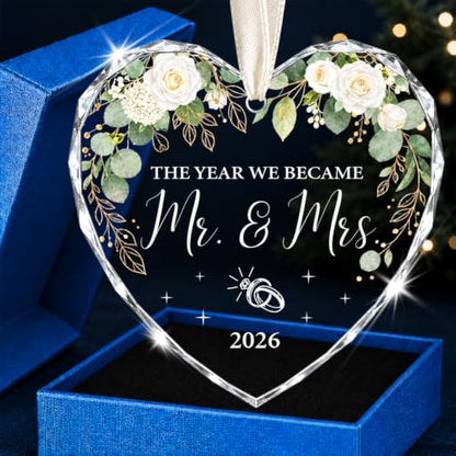 Mr Mrs 2026 First Christmas Married Ornament - Wedding Gift for Newlyweds