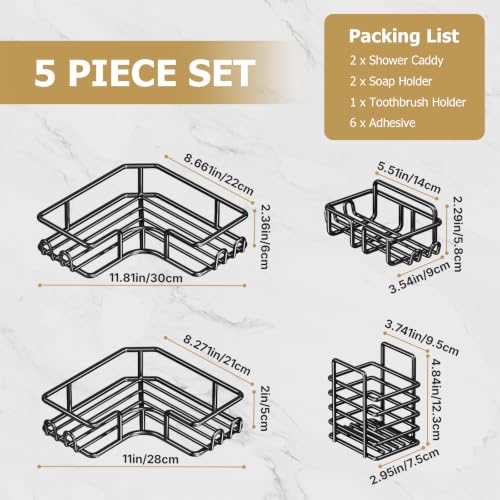 No-Drill Corner Shower Shelf Set – Rust-Resistant Bathroom Organizer, 4-Pack