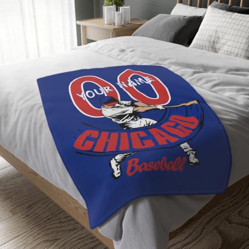 Custom Name and Number Throw Blanket - Chicago C Variation