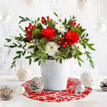 Red Disposable Placemats 13 Inch Glitter Metallic Mesh Round Table Mats for Dining & Events