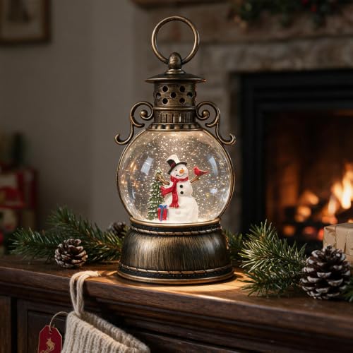 Christmas Snow Globe Lantern with Music & LED Lights - 9.6 Inch