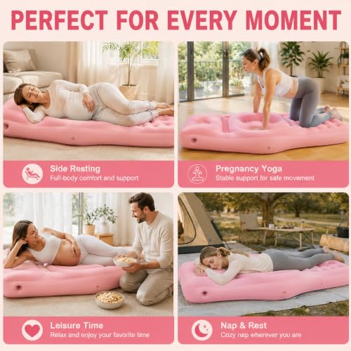 Inflatable Pregnancy Sleep Pillow for Stomach Sleeping Pink - Maternity Support