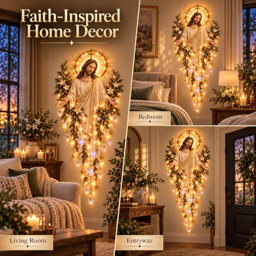 Lighted Nativity Wall Decor - Bethlehem Star of Faith with Manger Scene - Style C