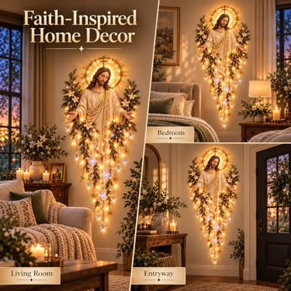 Lighted Nativity Wall Decor - Bethlehem Star of Faith with Manger Scene - Style C