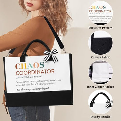 Chaos Coordinator Gifts for Women - 16oz Glass Cup & Tote Bag - Thank You Gift for Mom, Teacher, Boss, Nurse - Variation: Chaos