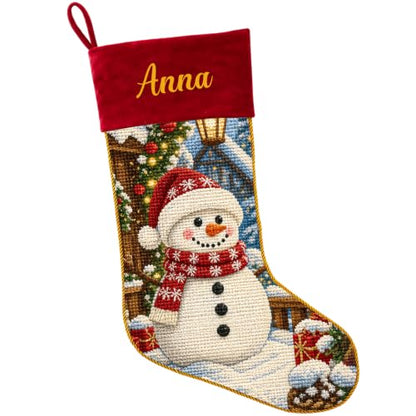 Personalized Needlepoint Christmas Stocking with Name - Family Holiday Decor B02