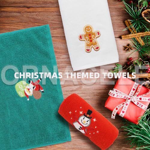 Large Christmas Hand Towels Set - 3 Cotton Holiday Kitchen & Bath Towels