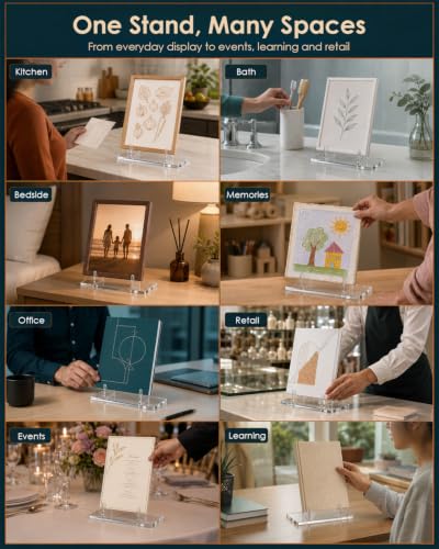 Clear Acrylic Book Stand - Small Plate Display Easel for Photos, Books, Artwork