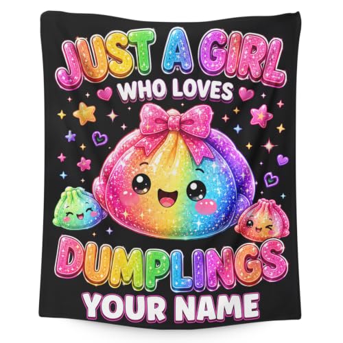 Black Personalized Cozy Dumpling Blanket for Girls & Kids