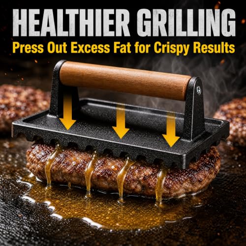 Cast Iron Burger Press Kit with Patty Maker & Steak Weight - Smashing & Grilling