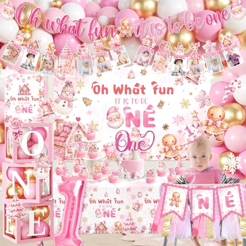 First Birthday Girl Balloon Arch Set Pink Gingerbread Christmas Decorations