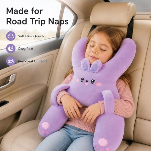 H-Shaped Kids Travel Pillow with Adjustable Strap - Car Neck Rest Cushion for Children - Variation A
